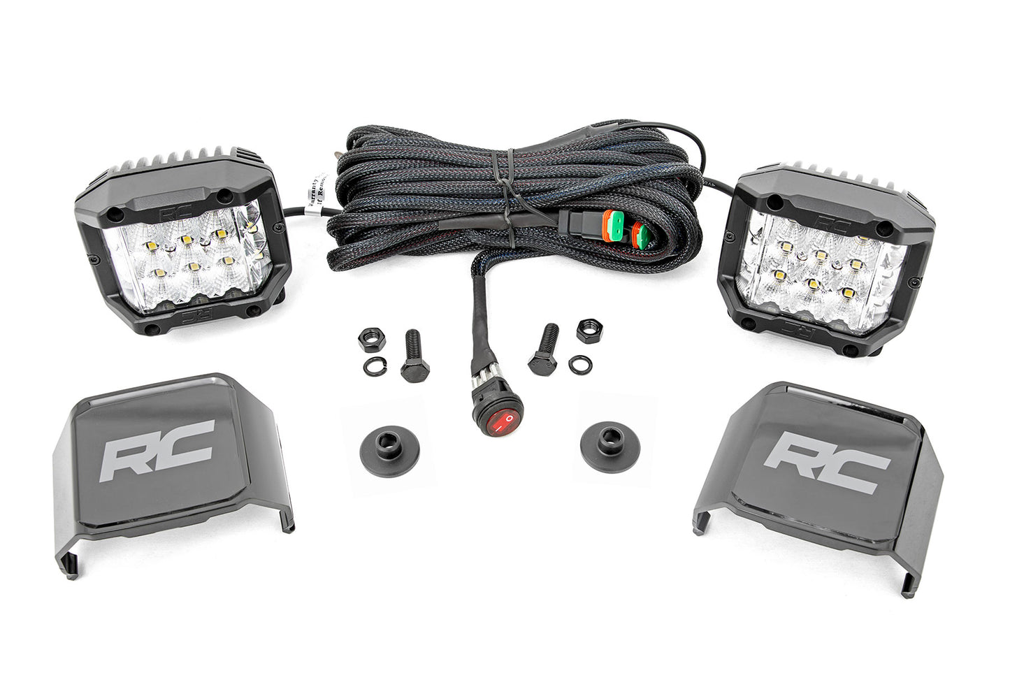 Fits Ford Bronco 4WD (21-24) LED Light Kit Ditch Mount 2" Chrome Pair Wide 71050