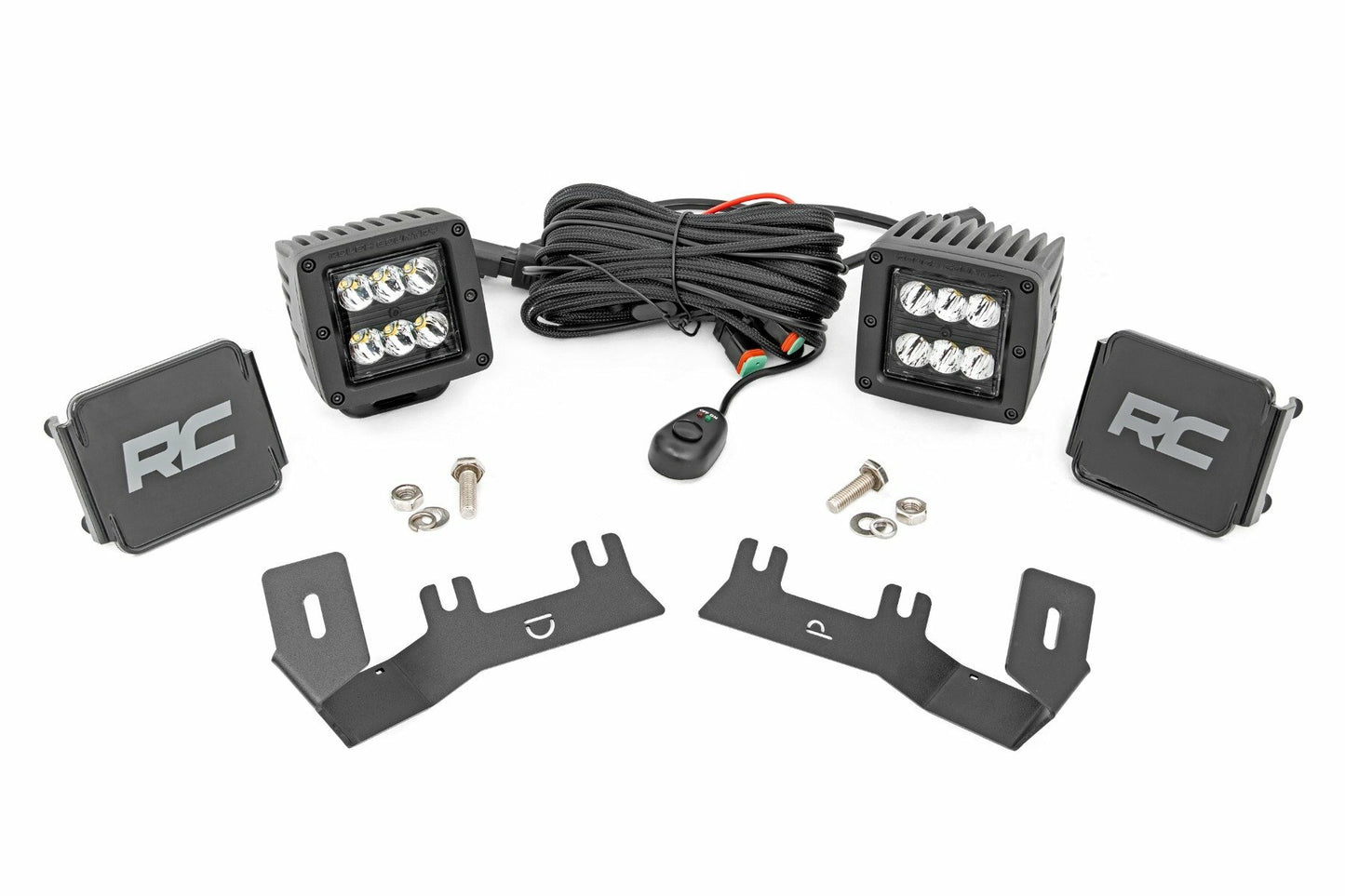 Fits Chevy/GMC 1500(14-18 & Classic) LED Ditch Light 2in Black Pair Spot 71052