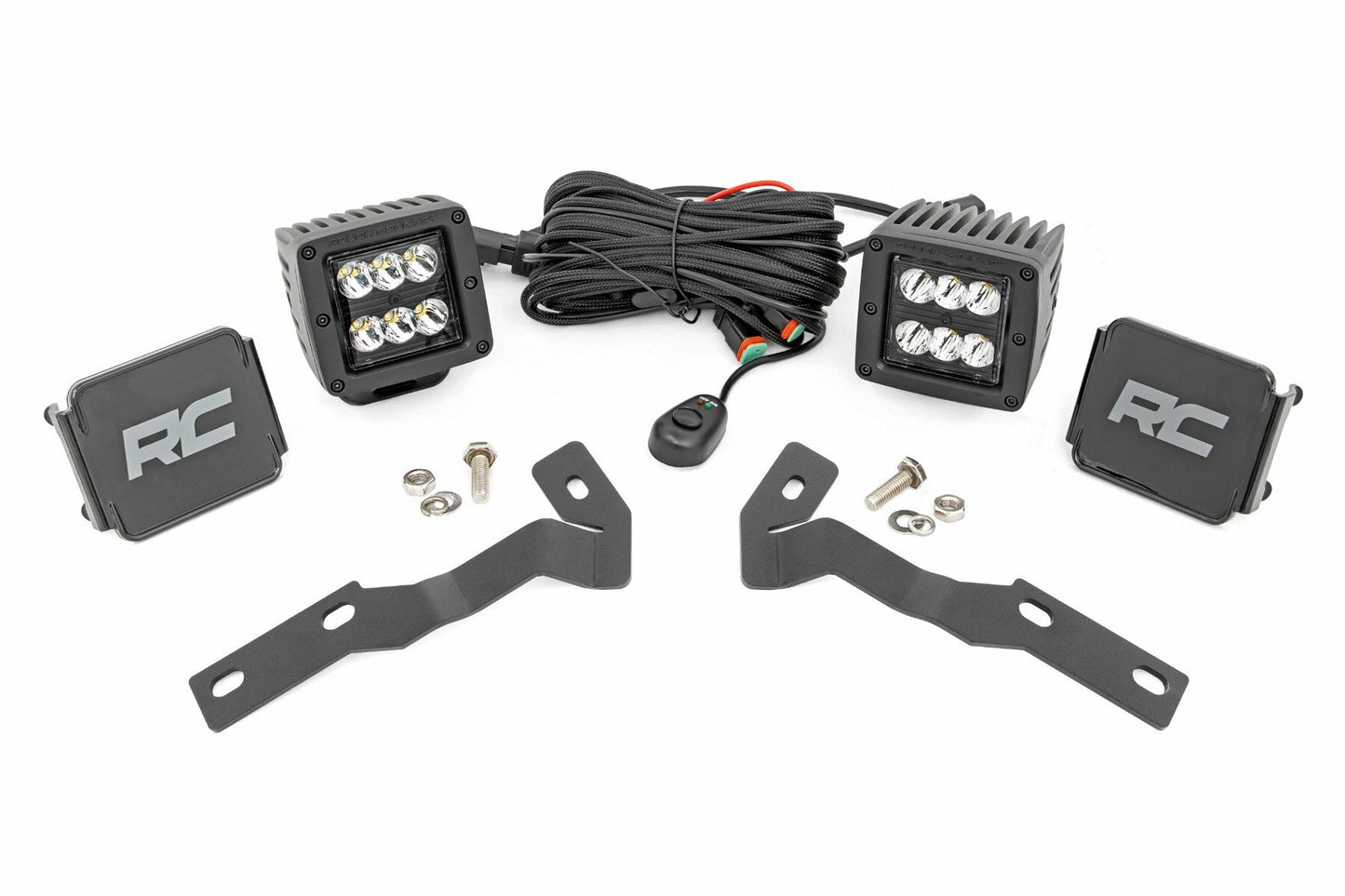 Fits Toyota Tacoma (16-23) LED Light Kit; Ditch Mount; 2" Black Pair; Spot 71080