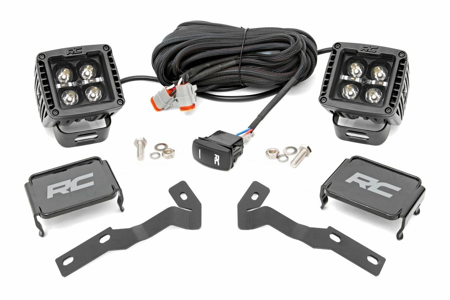 Fits Toyota Tacoma(16-23) LED Light Ditch Mount 2" Black Pair White DRL 71082