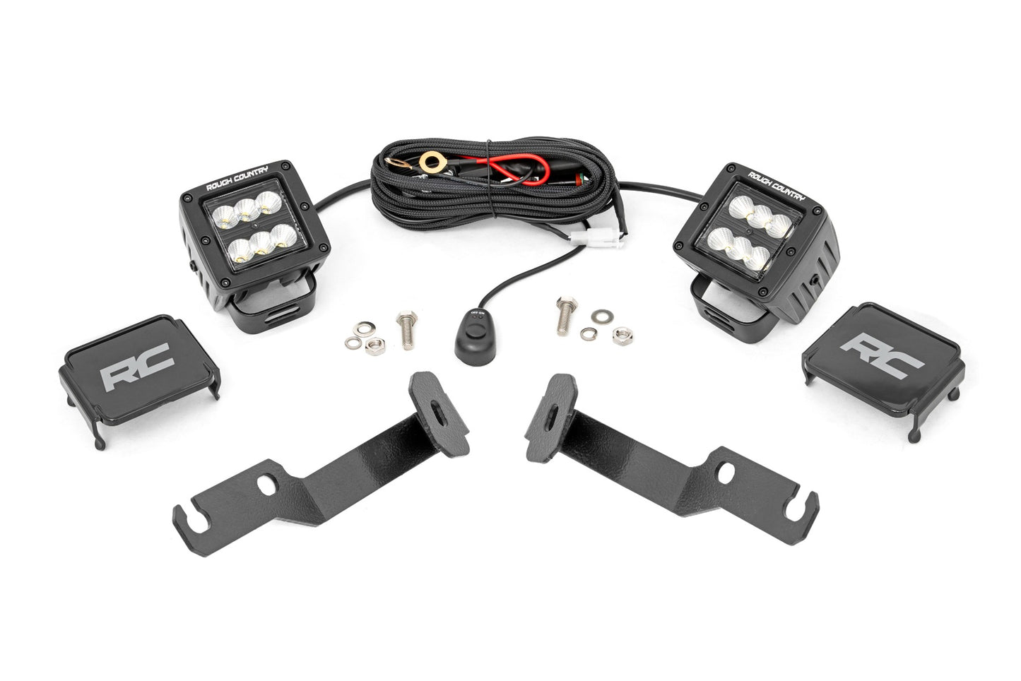 Fits Toyota Tacoma (05-15) LED Light Kit; Ditch Mount; 2" Black Pair; 71088