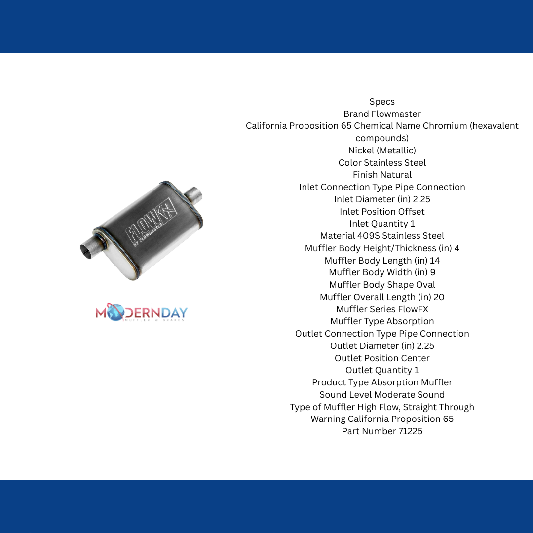 Flowmaster FlowFX Muffler 2.25 Offset In/ 2.25 Center Out Moderate Sound Stainless 71225