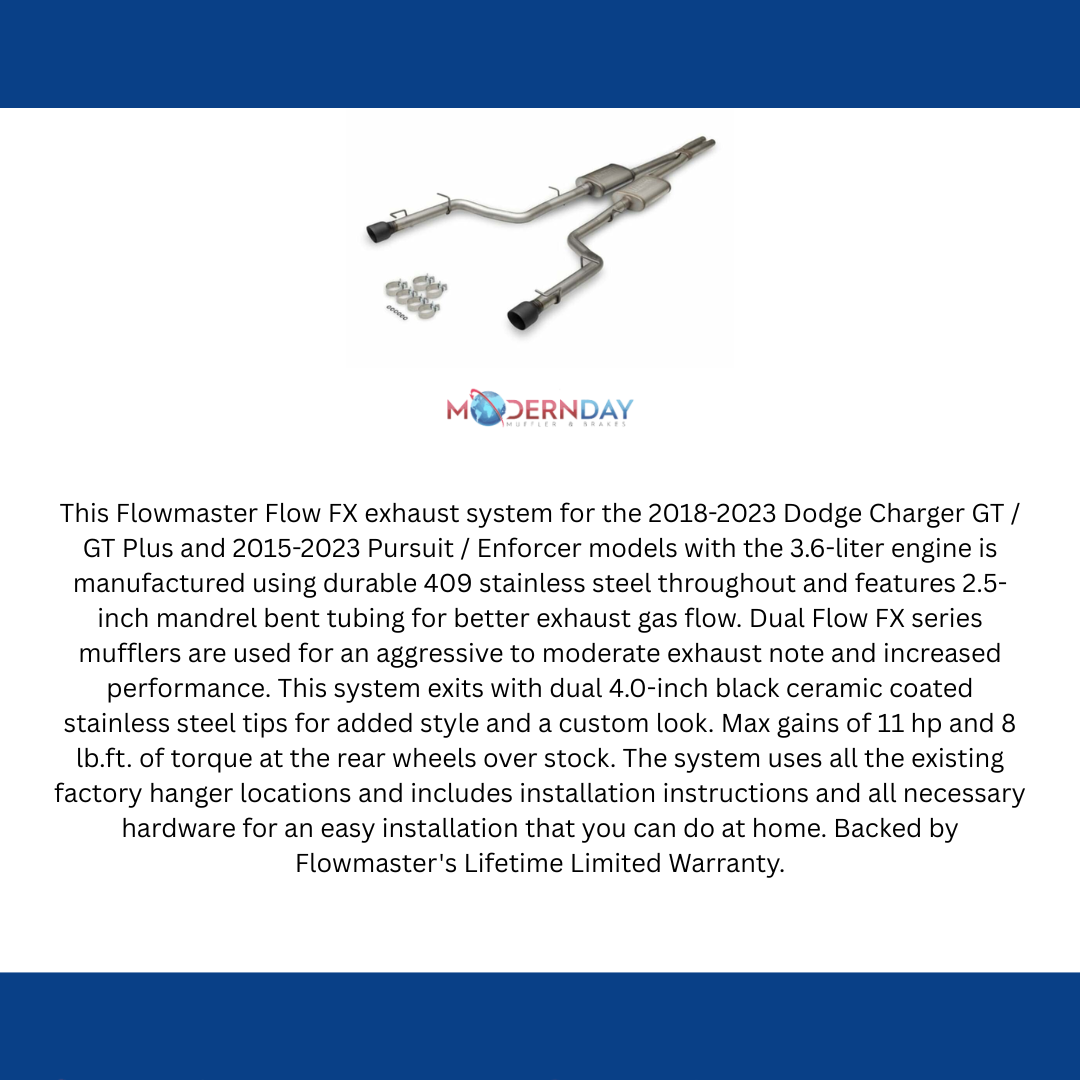 Fits 2015-2023 Dodge Charger, Dual Rear Exit; Exhaust System; Flowmaster-717996