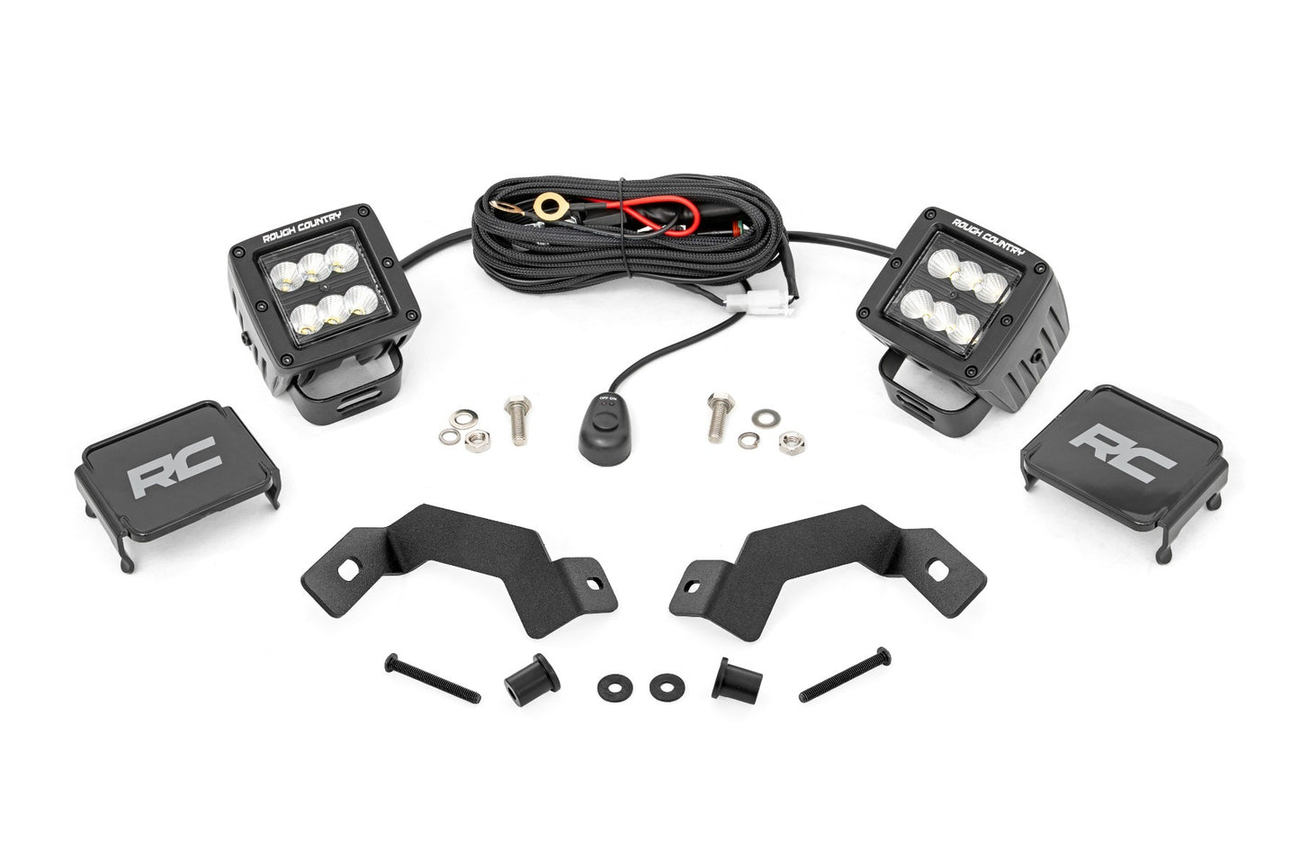 Rough Country LED Light Kit - Ditch Mount - 2" Black Pair - Flood - Toyota Land Cruiser (24-25) - 72113