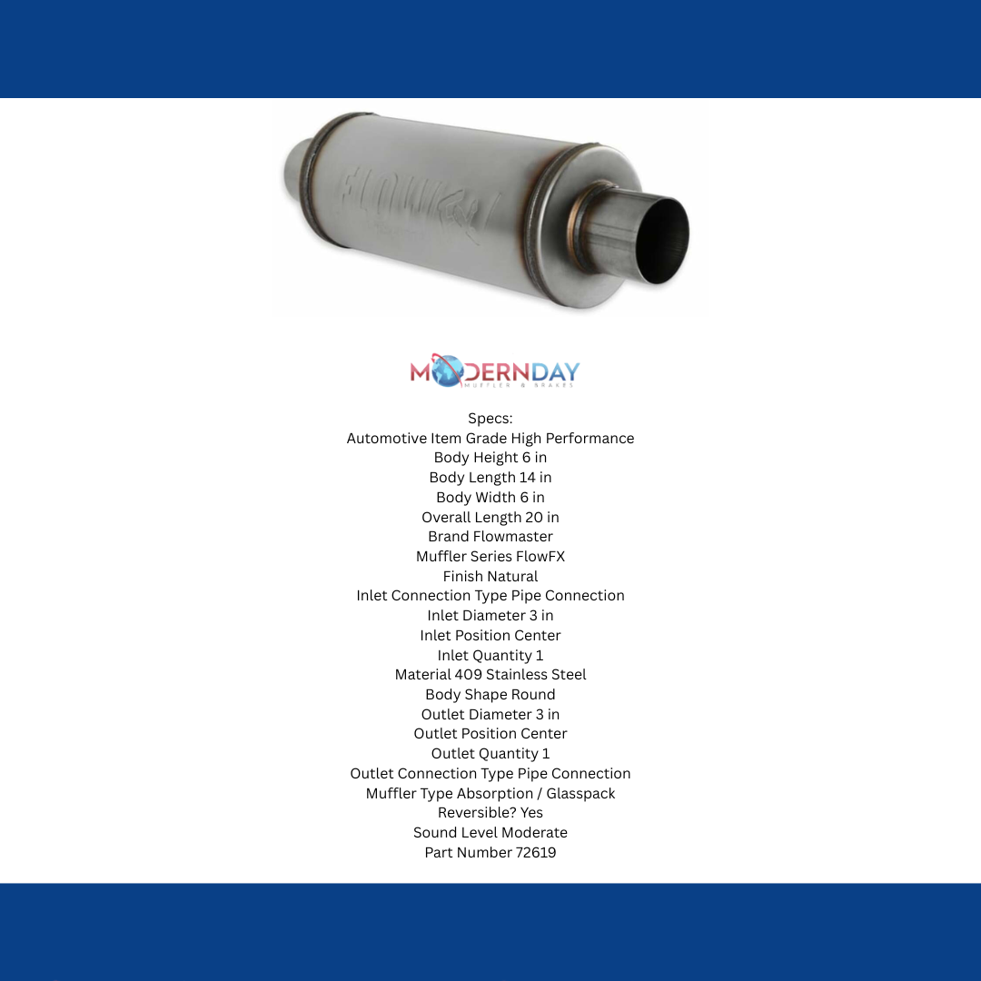 3.0 In/Out-6 Round Body-Moderate Sound; FlowFX Muffler; Flowmaster-72619
