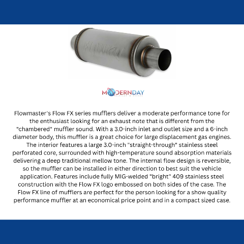 3.0 In/Out-6 Round Body-Moderate Sound; FlowFX Muffler; Flowmaster-72619