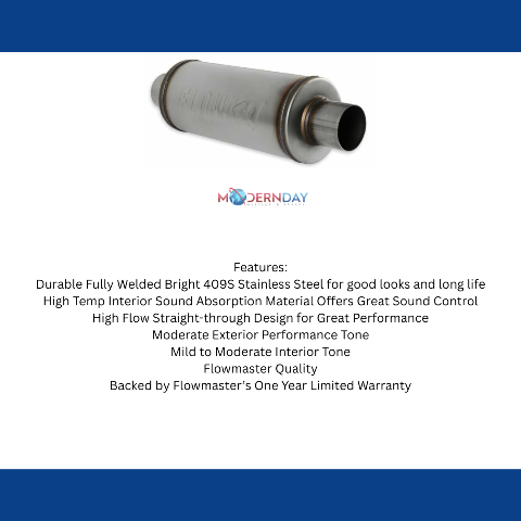 3.0 In/Out-6 Round Body-Moderate Sound; FlowFX Muffler; Flowmaster-72619