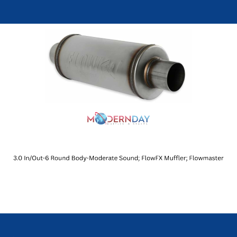 3.0 In/Out-6 Round Body-Moderate Sound; FlowFX Muffler; Flowmaster-72619