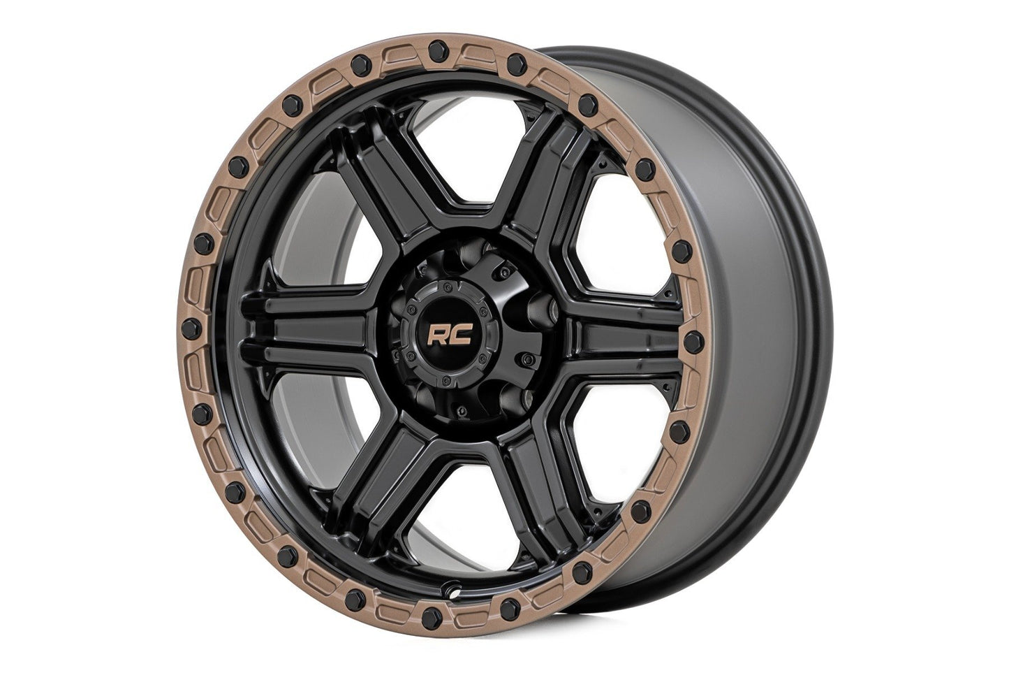 Rough Country 79 Series Wheel - One-Piece - Semi Gloss Black w/Bronze Ring - 15x8 - 5x4.5 - -19mm - 79150813