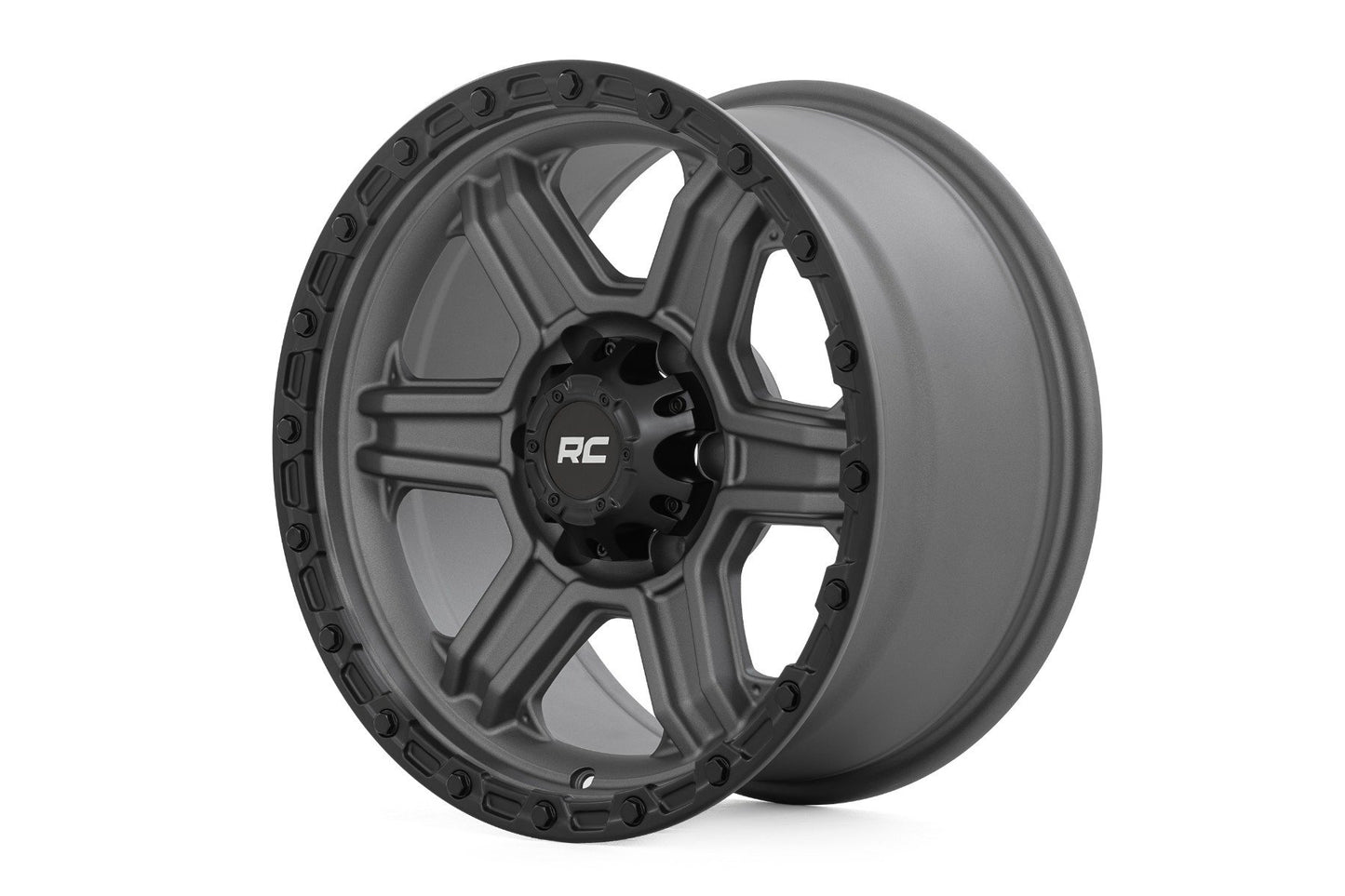 Rough Country 79 Series Wheel - One-Piece - Gunmetal Gray w/Black Ring - 17x8.5 - 6x5.5 - 0mm - 79170912G