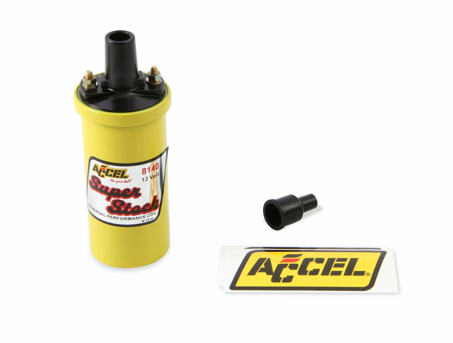 ACCEL 8140 Ignition Coil-Yellow-42000v 1.4 ohm primary-Points-good upto 6500 RPM