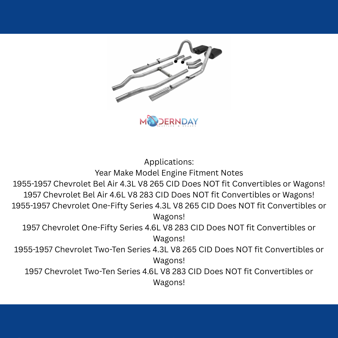 1955-1957 Chevrolet Bel Air Crossmember-back Exhaust System Flowmaster American Thunder 817174