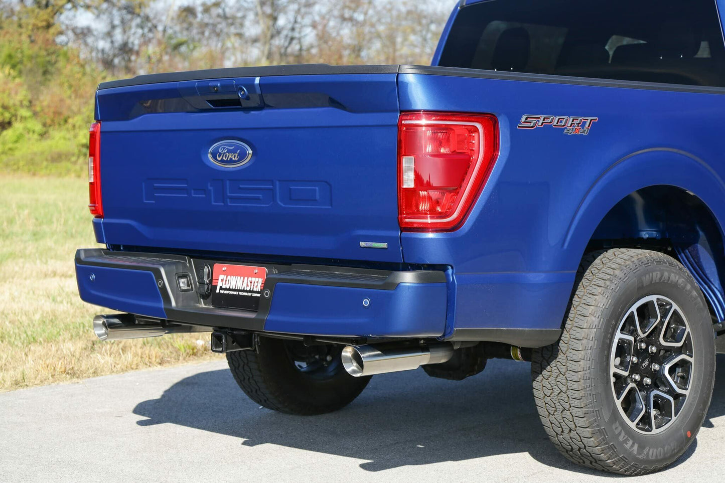 Fits 2021-23 Ford F-150 2.7/3.5/5.0L, 4 Polished Tips Exhaust System-818148