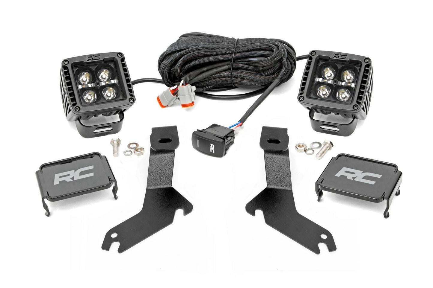 Fits Silverado 1500(99-06) LED Light Ditch Mount 2" Black Pair White DRL 82284
