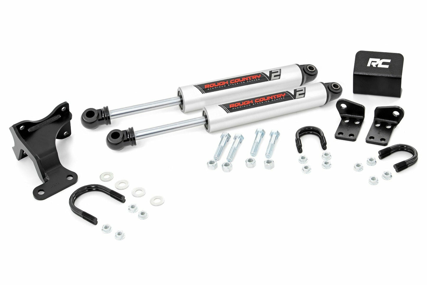 Fits Jeep Wrangler JK (07-18) V2 Steering Stabilizer; Dual; 2-8" Lift; 8734970