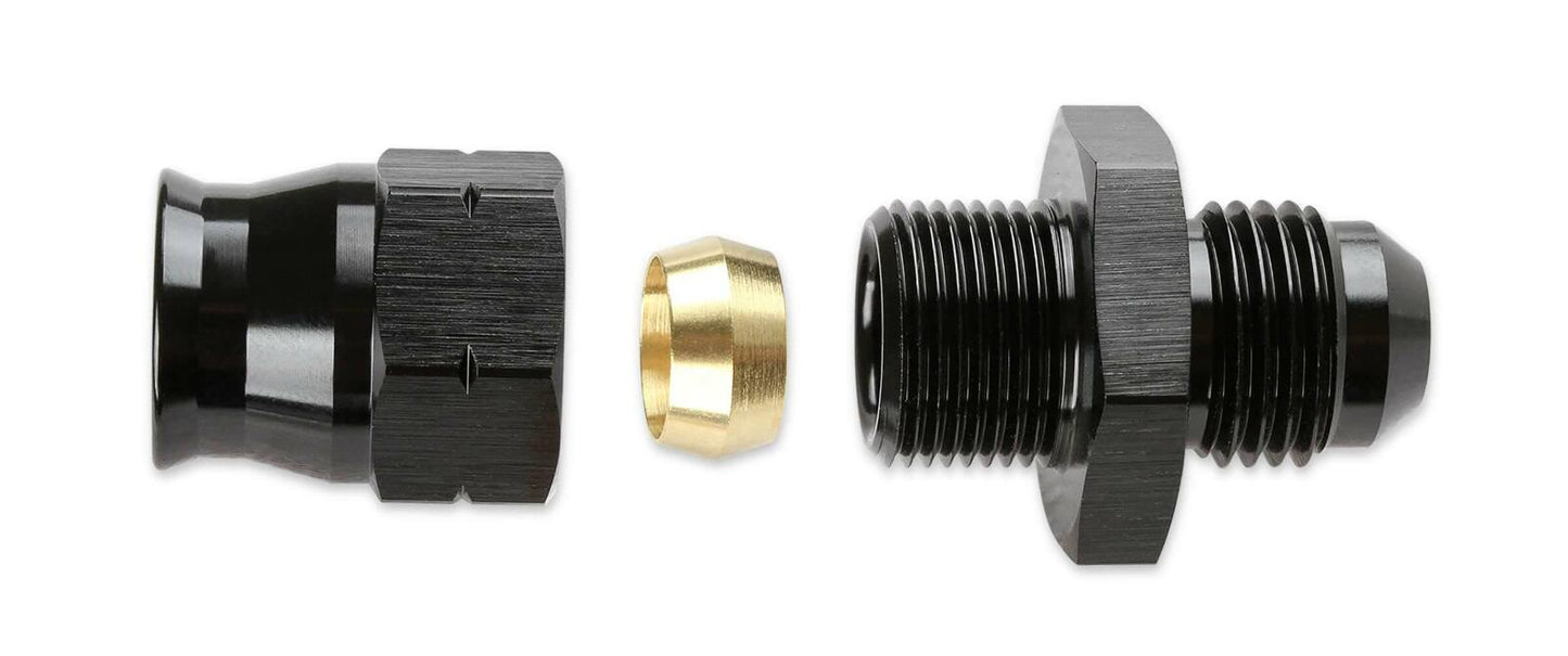 Mr. Gasket Aluminum Tube Adapter 6 AN Male AN To 3/8 Inch Tubing Black 892006-BL