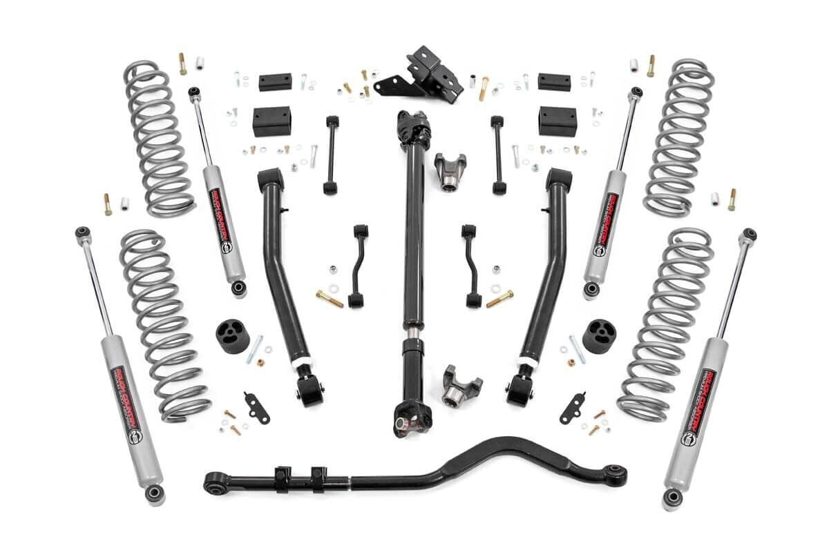 Fits Jeep Wrangler JL Rubicon 4WD (18-23) 3.5" Lift Kit; Adj LCA; FR D/S; 90930