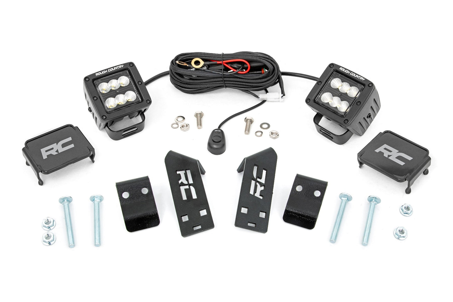 Fits Polaris RZR PRO XP LED Light Kit "A" Pillar Mount 2" Black Pair Spot 93077