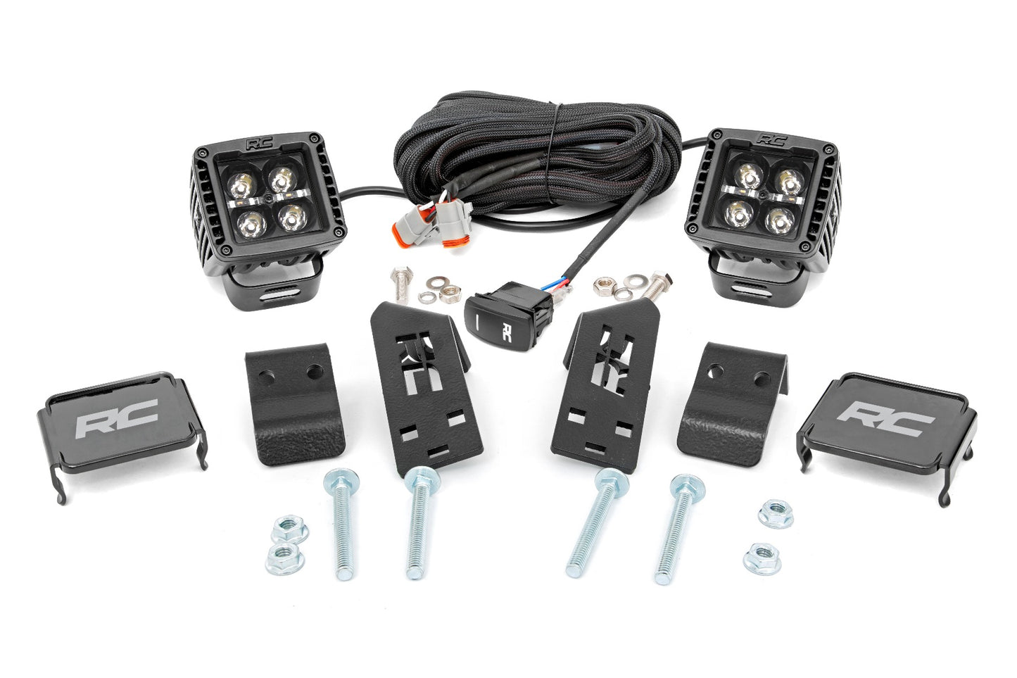 Fits Polaris RZR PRO XP LED Light; A Pillar Mount; 2" Black Pair; DRL; 93080