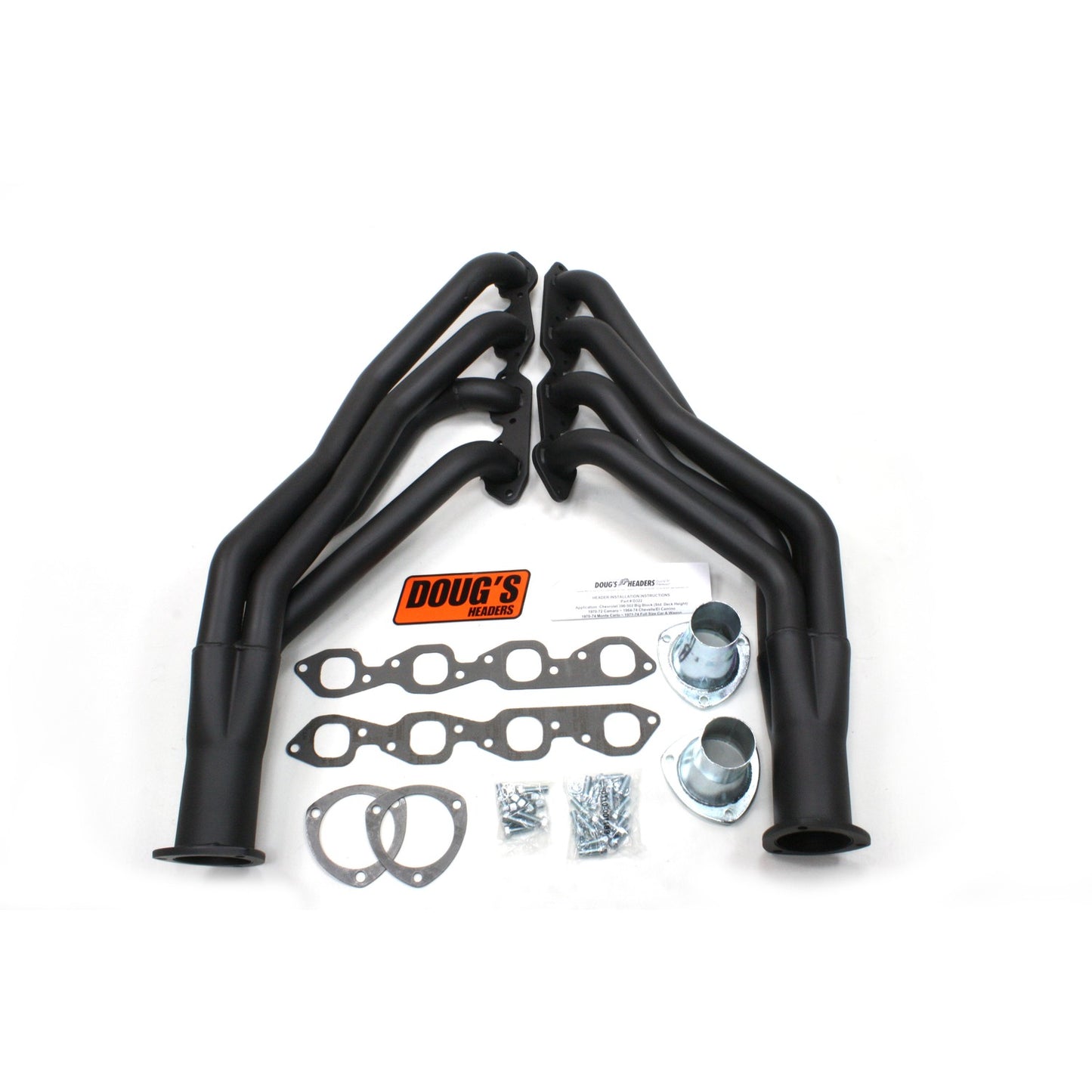 Long Tube Headers for 55-57 Chevy 396-502 BBC 2in Primary Black Coated D354-B