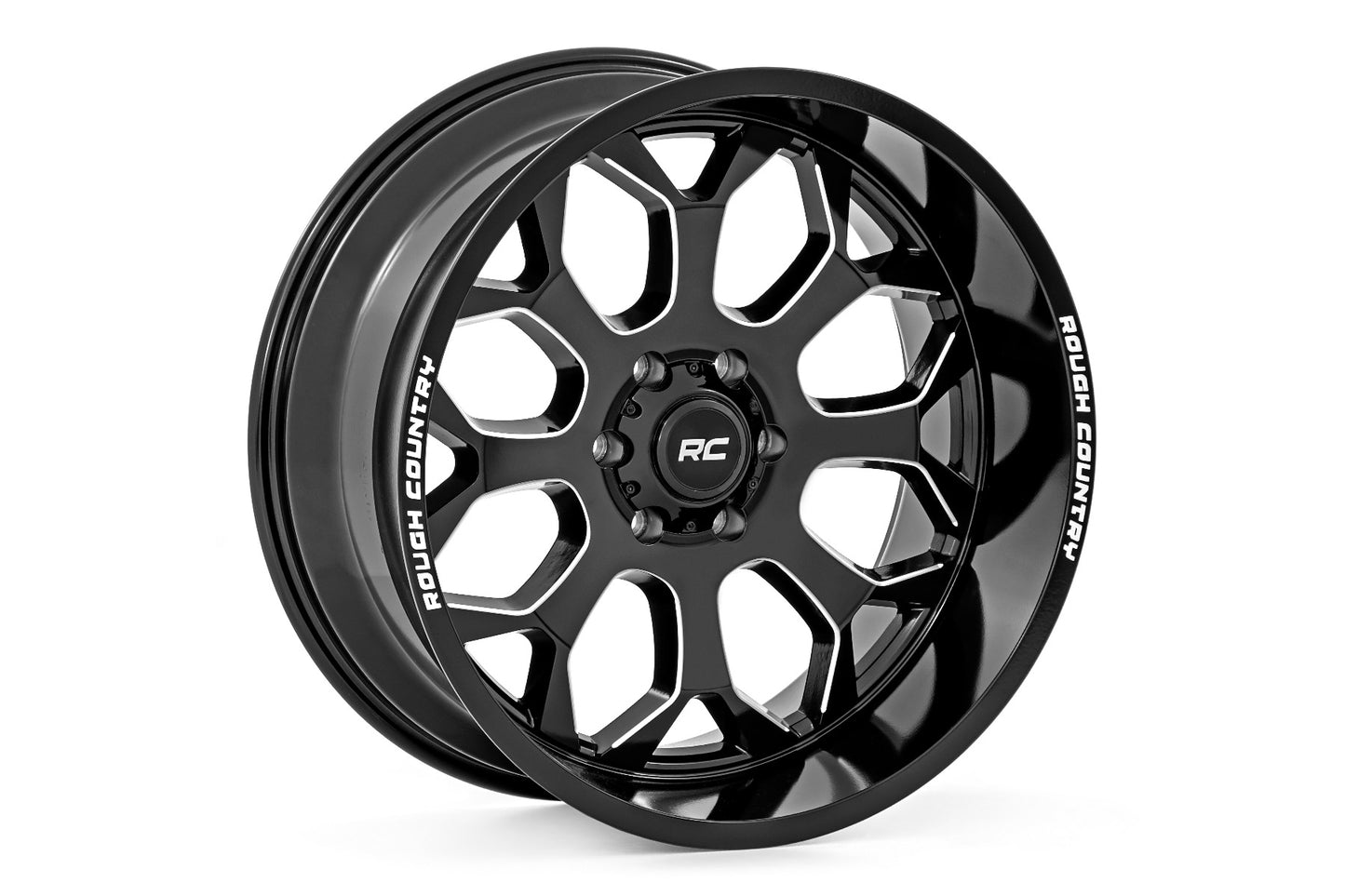 Rough Country 96 Series Wheel; One-Piece; Black; 20x10; 8x180; -19mm 96201006