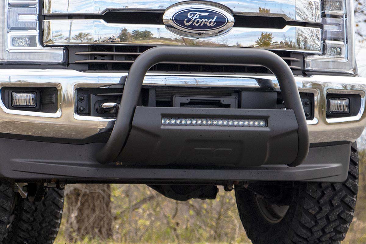 Fits Ford F-250 Super Duty 2WD/4WD (2017-2022) Black LED Bull Bar; B-F2017