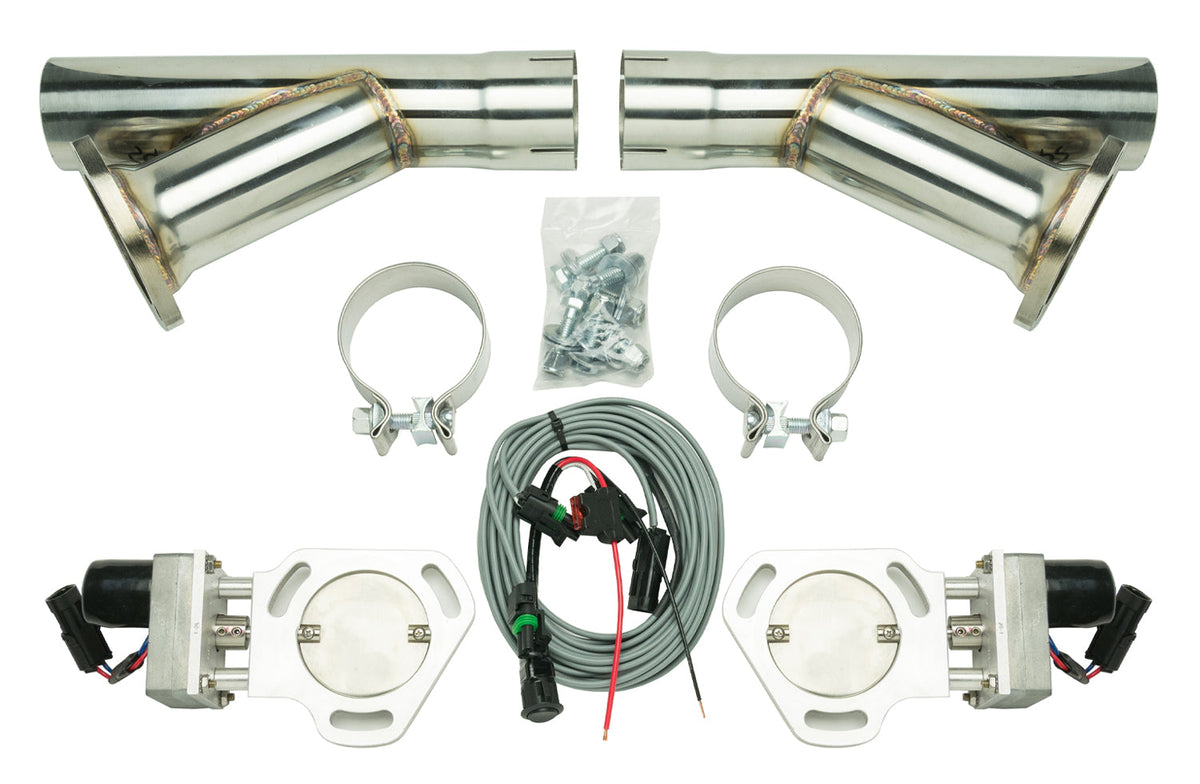 Dual Electric Cutout Kit For 2.5 Inch Exhaust Includes Y-Pipes