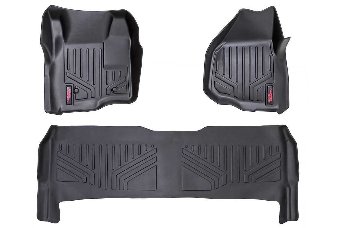 Fits Ford F-250/F-350 SD (11-16) Floor Mats; FR & RR; Depressed Pedal; M-51223