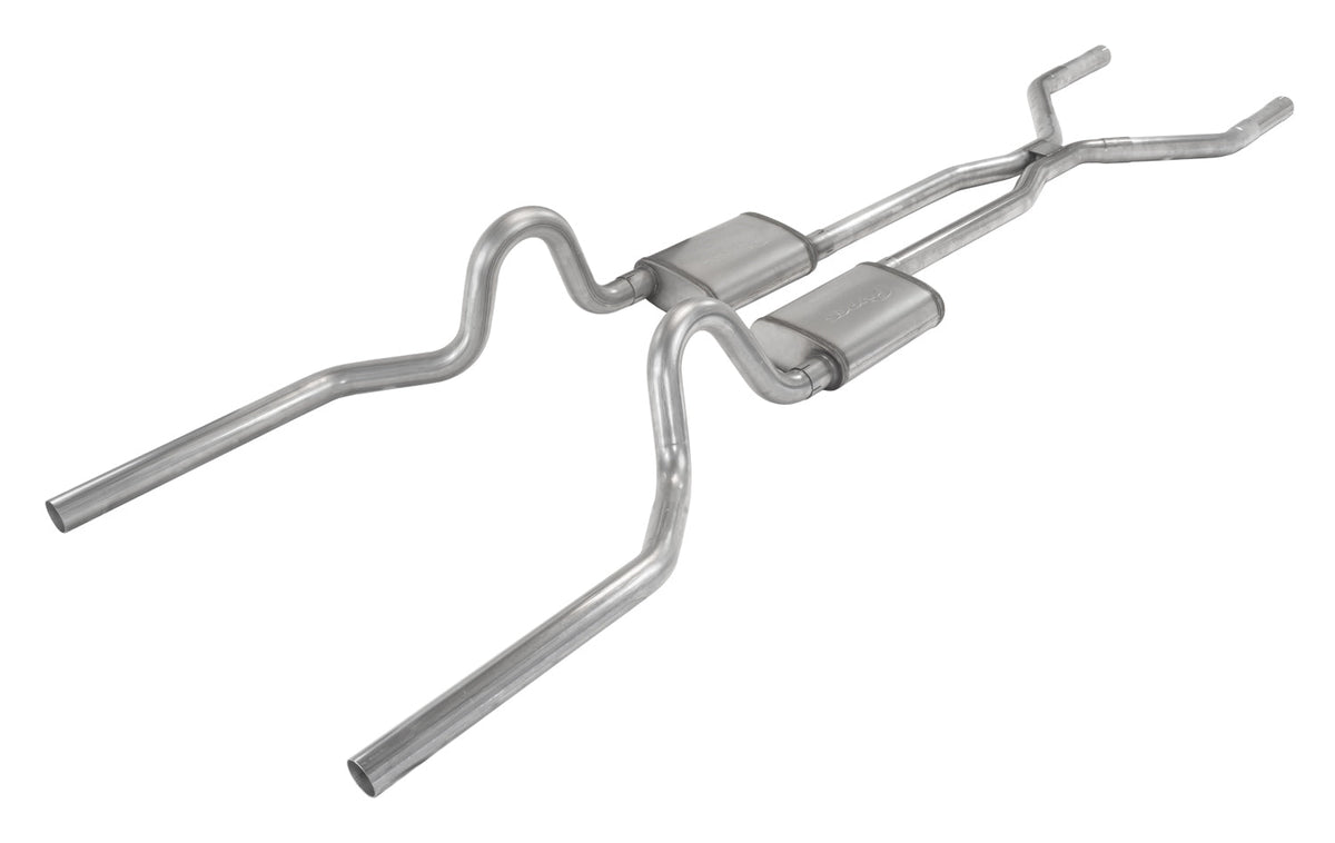 Crossmember Back w/H-Pipe Exhaust System 65-70 Mustang Split Rear Dual Exit 2.5