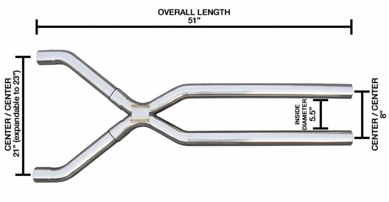 Exhaust X-Pipe Kit Intermediate Pipe 2.5 in Tunnel Crossover