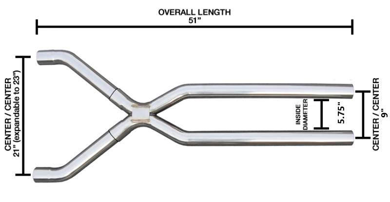 Exhaust X-Pipe Kit Intermediate Pipe 3 in Tunnel Crossover