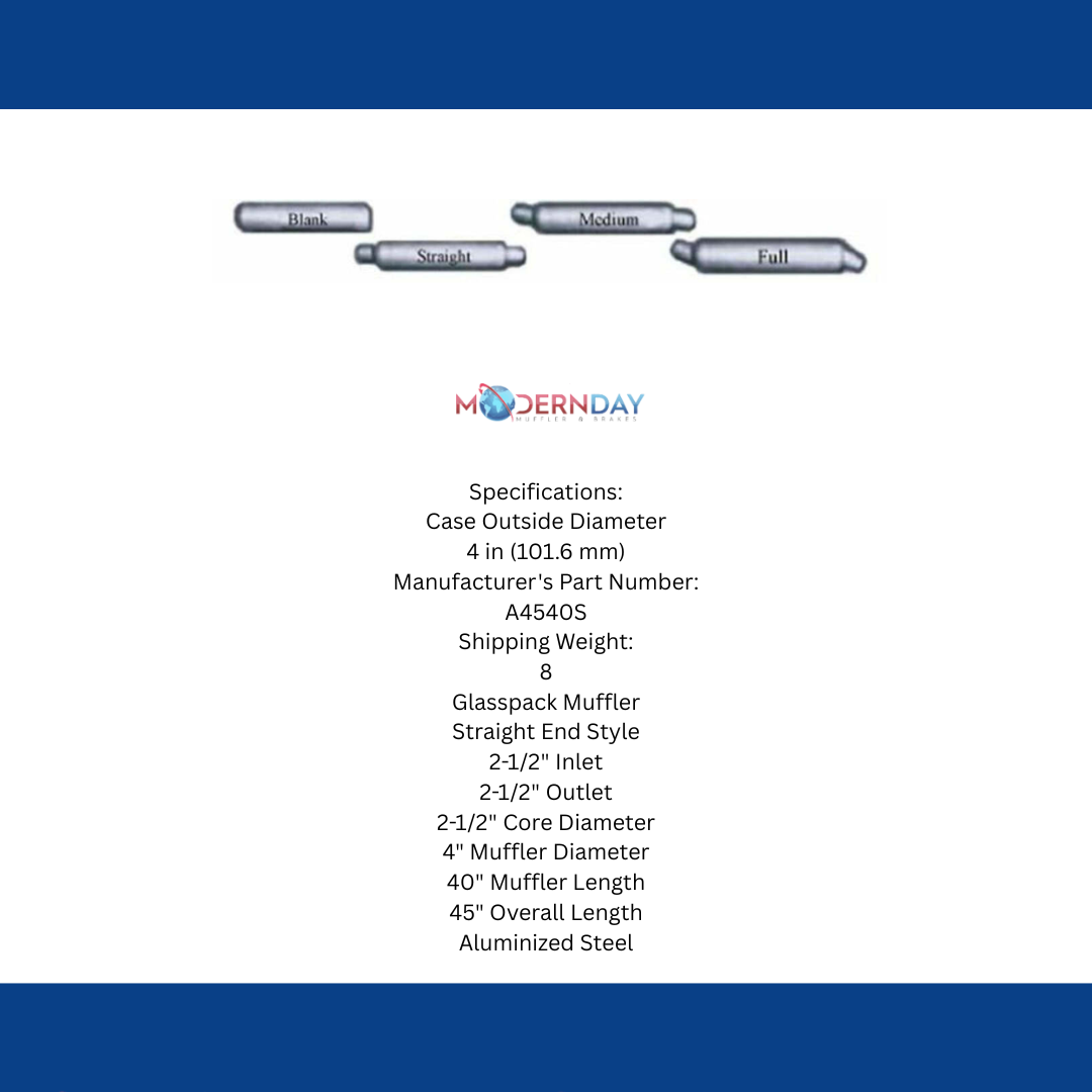 Jones Exhaust A4540S Glasspack Muffler Straight 2-1/2 Inlet & Outlet