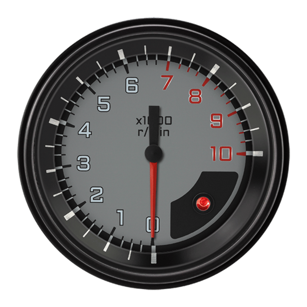 AutoCross Gray 3 3/8" Tachometer AX10GBLF