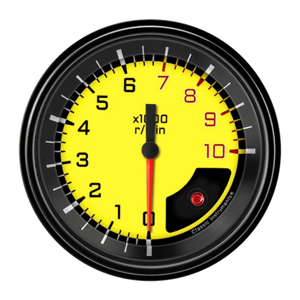 AutoCross Yellow 3 3/8" Tachometer AX10YBLF