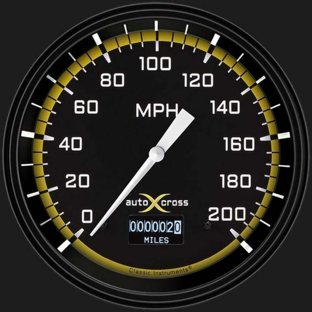 AutoCross Yellow 4 5/8" Speedometer with Information Screen AX56DYBLF