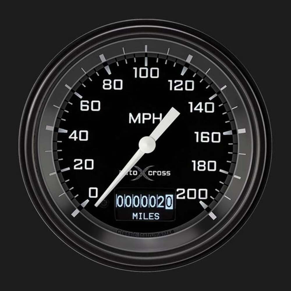 AutoCross Gray 3 3/8" Speedometer with Information Screen AX57DGBLF