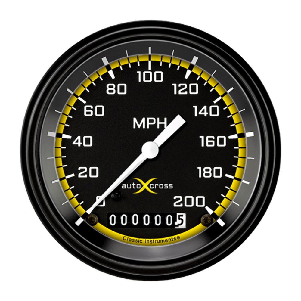AutoCross Yellow 3 3/8" Speedometer AX57YBLF
