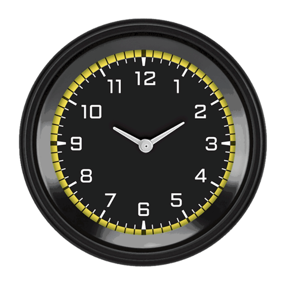 AutoCross Yellow 3 3/8" Clock AX93YBLF