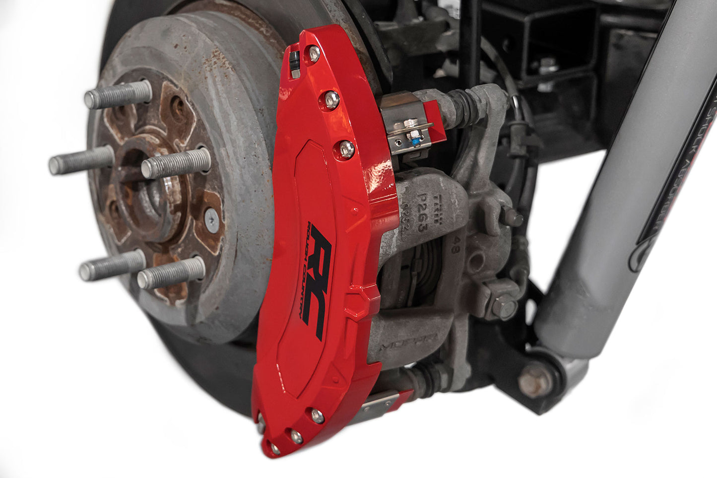 Rough Country Caliper Covers - Rear - Red - Non-Sport - Jeep Wrangler JL (21-24)/Wrangler Unlimited (18-25) - 711422