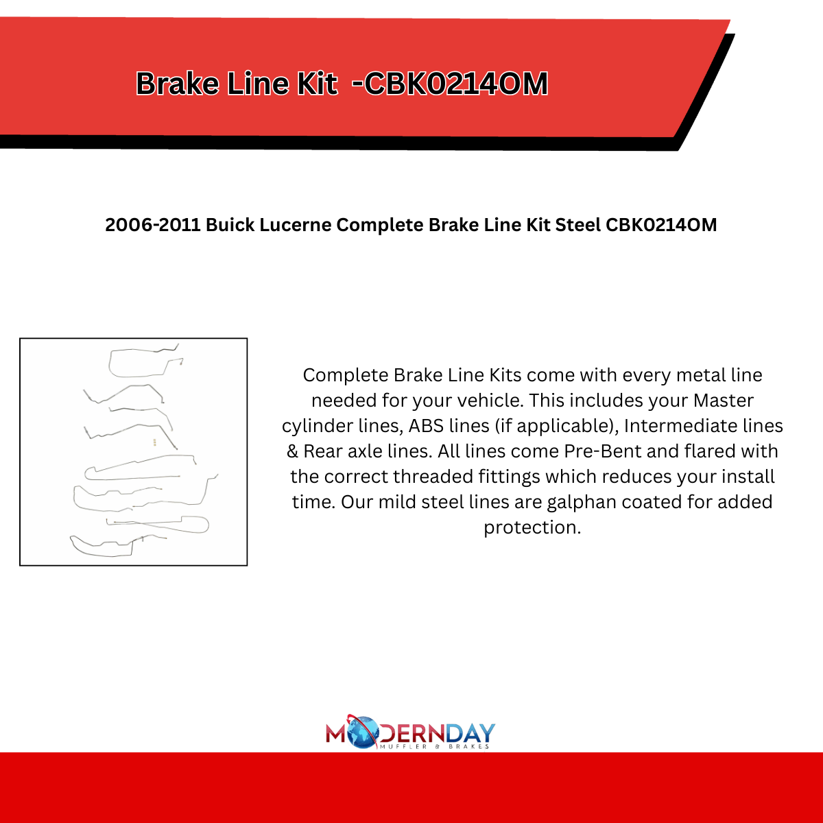 2006-2011 Buick Lucerne Complete Brake Line Kit Steel CBK0214OM