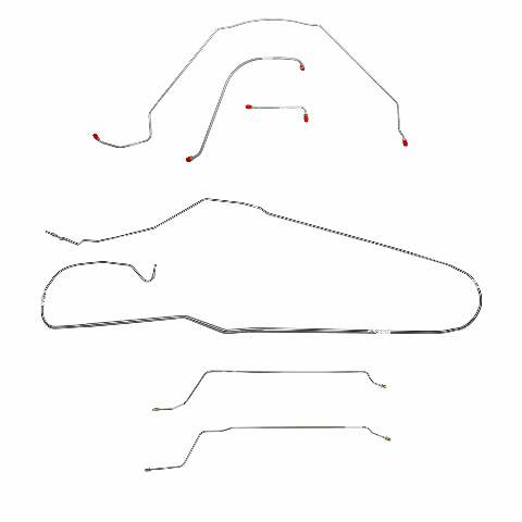 Fits 1966 Chevy Malibu Convertible w/ Power Drum, Complete Brake Line CBK0274SS
