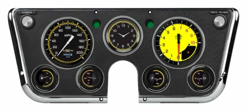 Fits 1967-1972 C10 Pickup AutoCross Yellow LS Instrument Clusters CT67DAXY-LS