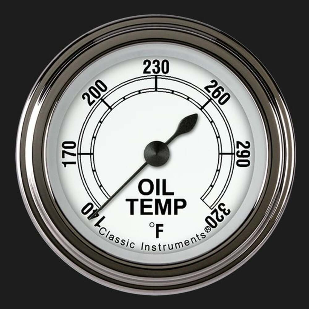 Classic White 2 1/8" Oil Temperature Gauge CW128SLF