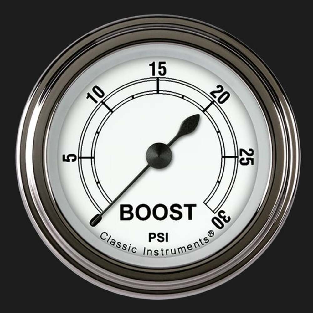 Classic White 2 1/8" Boost Gauge, 30 psi CW142SLF