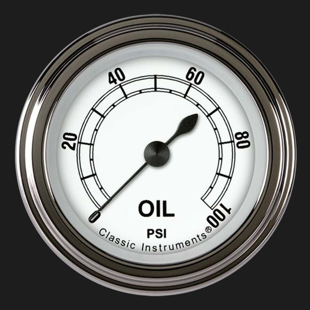 Classic White 2 1/8" Oil Pressure Gauge CW181SLF
