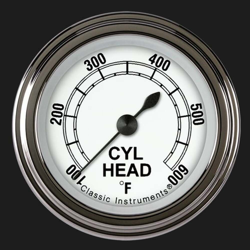 Classic White 2 1/8" Cylinder Head Temp. Gauge CW197SLF