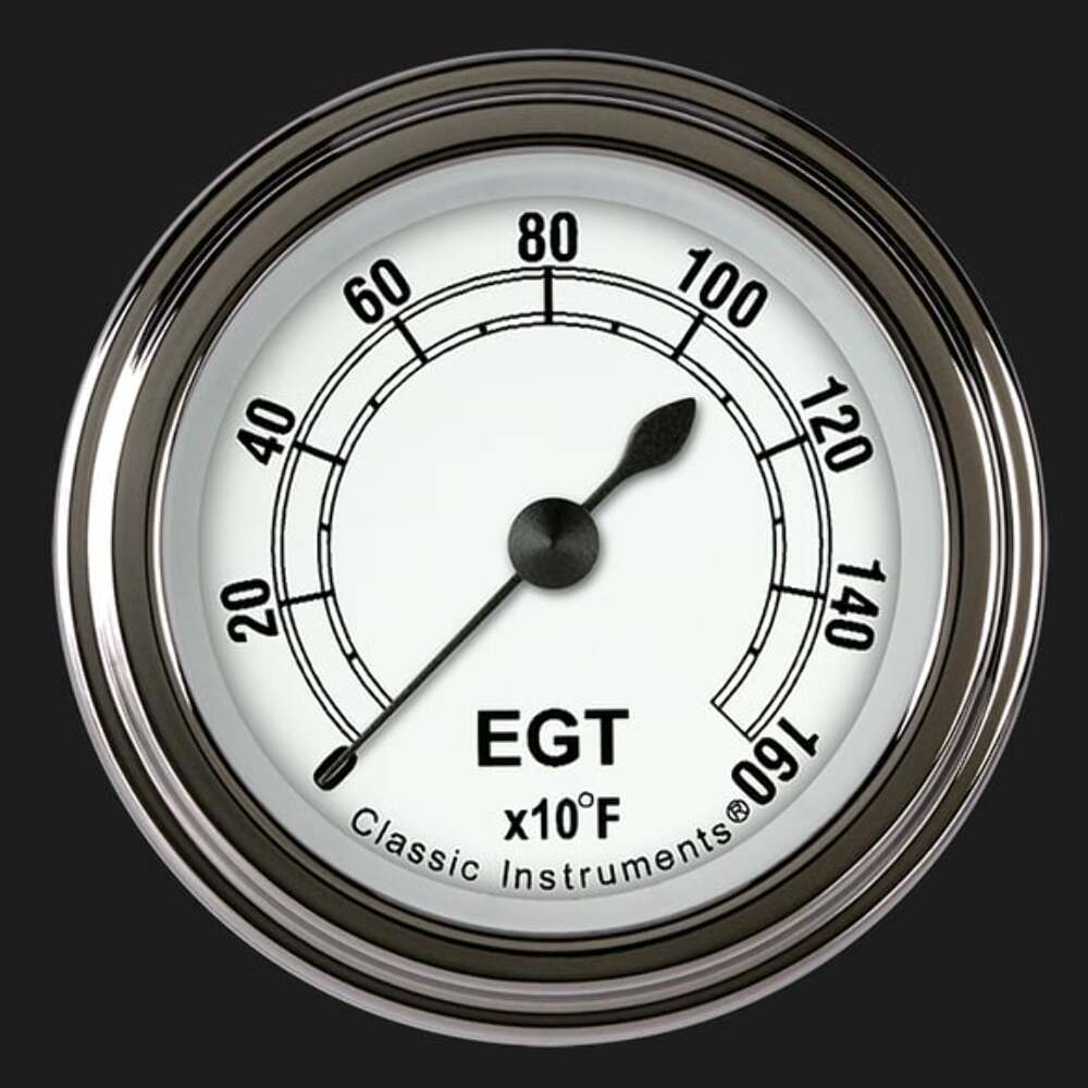 Classic White 2 1/8" Exhaust Gas Temp. Gauge CW198SLF