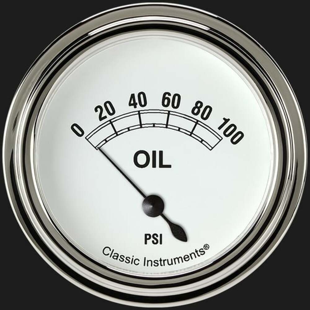 Classic White 2 5/8" Oil Pressure Gauge CW281SLF