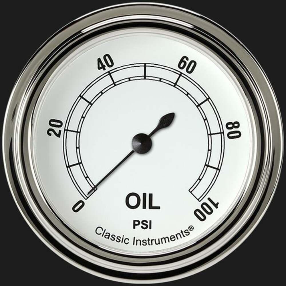 Classic White 2 5/8" Oil Pressure Gauge CW381SLF
