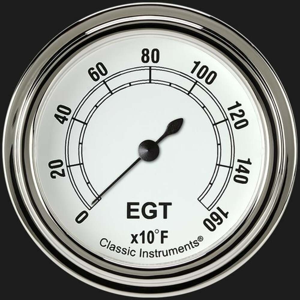 Classic White 2 5/8" Exhaust Gas Temp. Gauge CW398SLF